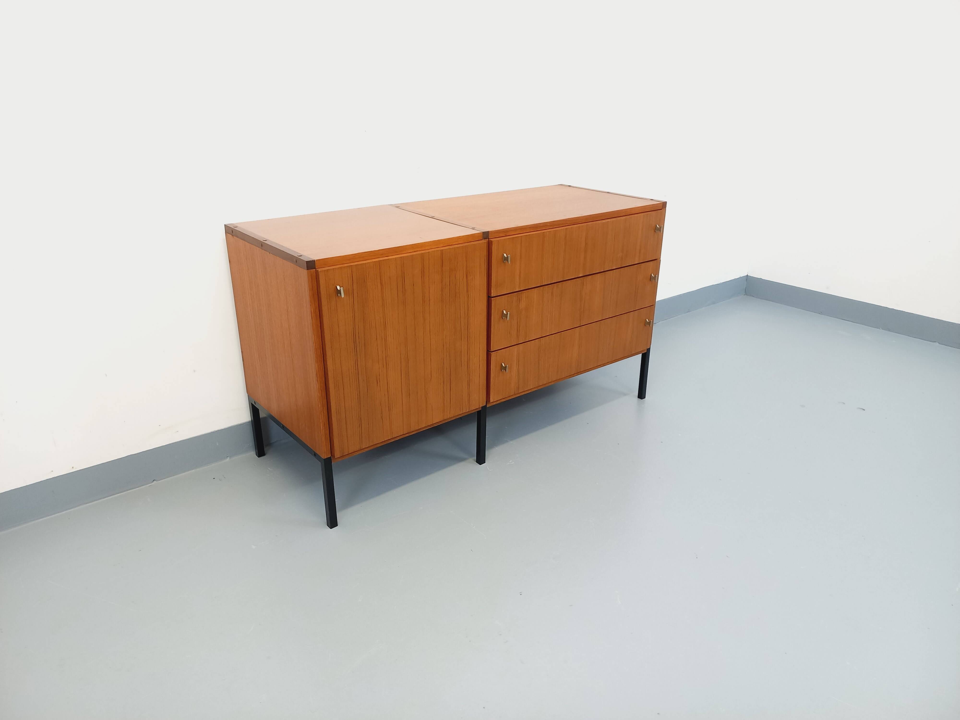 Vintage modernist enfilade ARP Minvielle by Guariche Mortier Motte teak