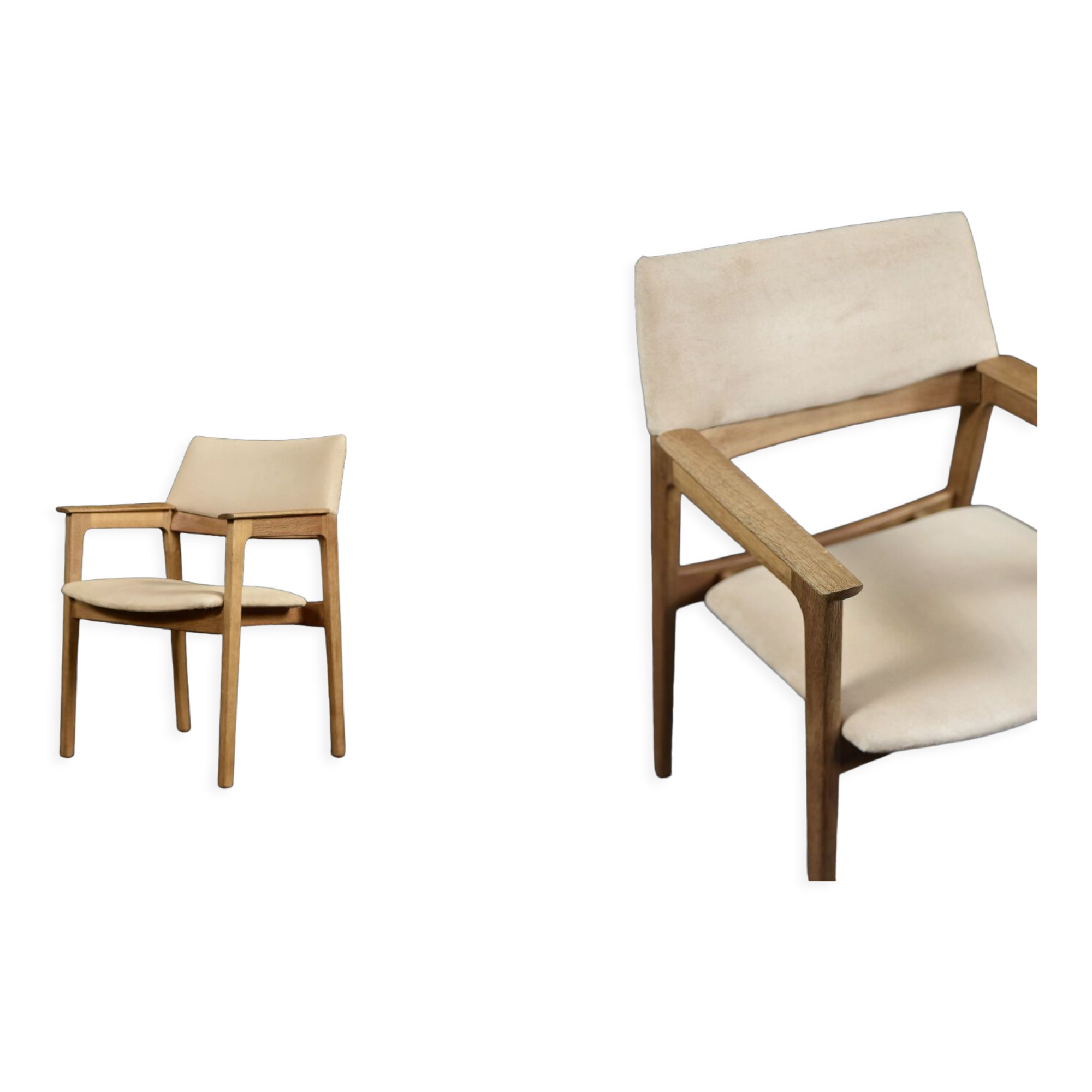 Vintage mid-century scandinavian modern oak executive chair in alcantara fabric, 1960s