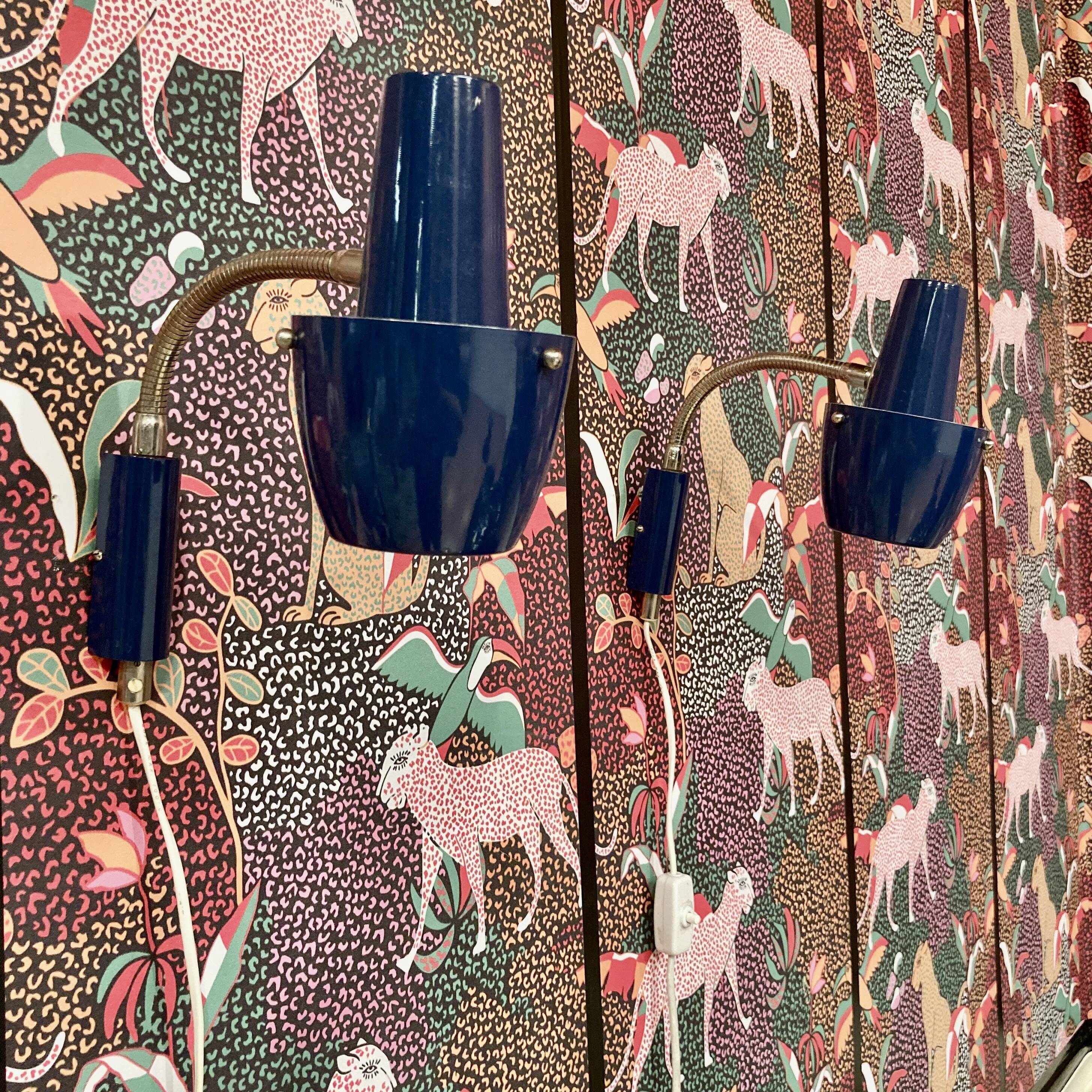 Pair of Scandinavian design wall lights from the 1950s.