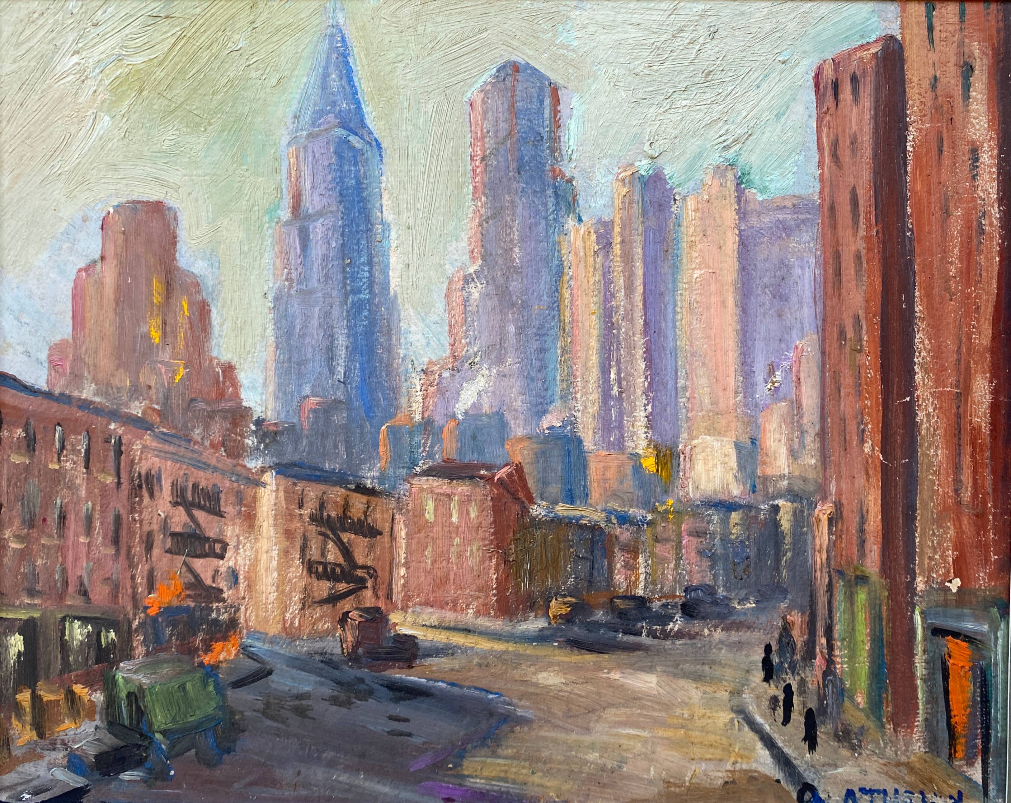 Hsp painting new york "usa" 1920 alice thevin (1862 - 1937) + frame