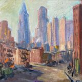 Hsp painting new york "usa" 1920 alice thevin (1862 - 1937) + frame