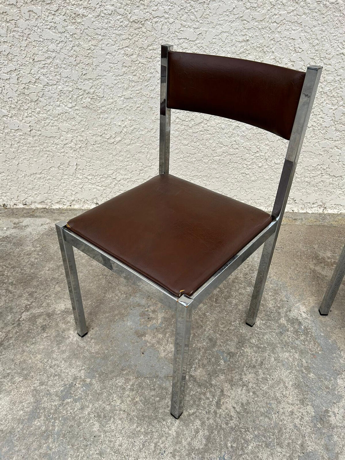 4 vintage leather/iron chairs