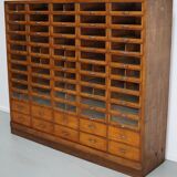Large vintage German oak haberdashery shop cabinet, 1940s