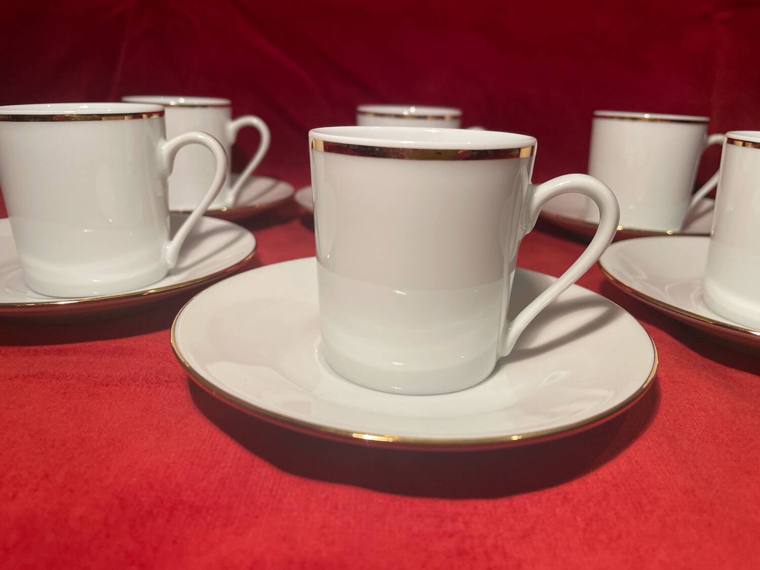 Deshoulières Limoges café service 6 cups + 6 saucers white porcelain