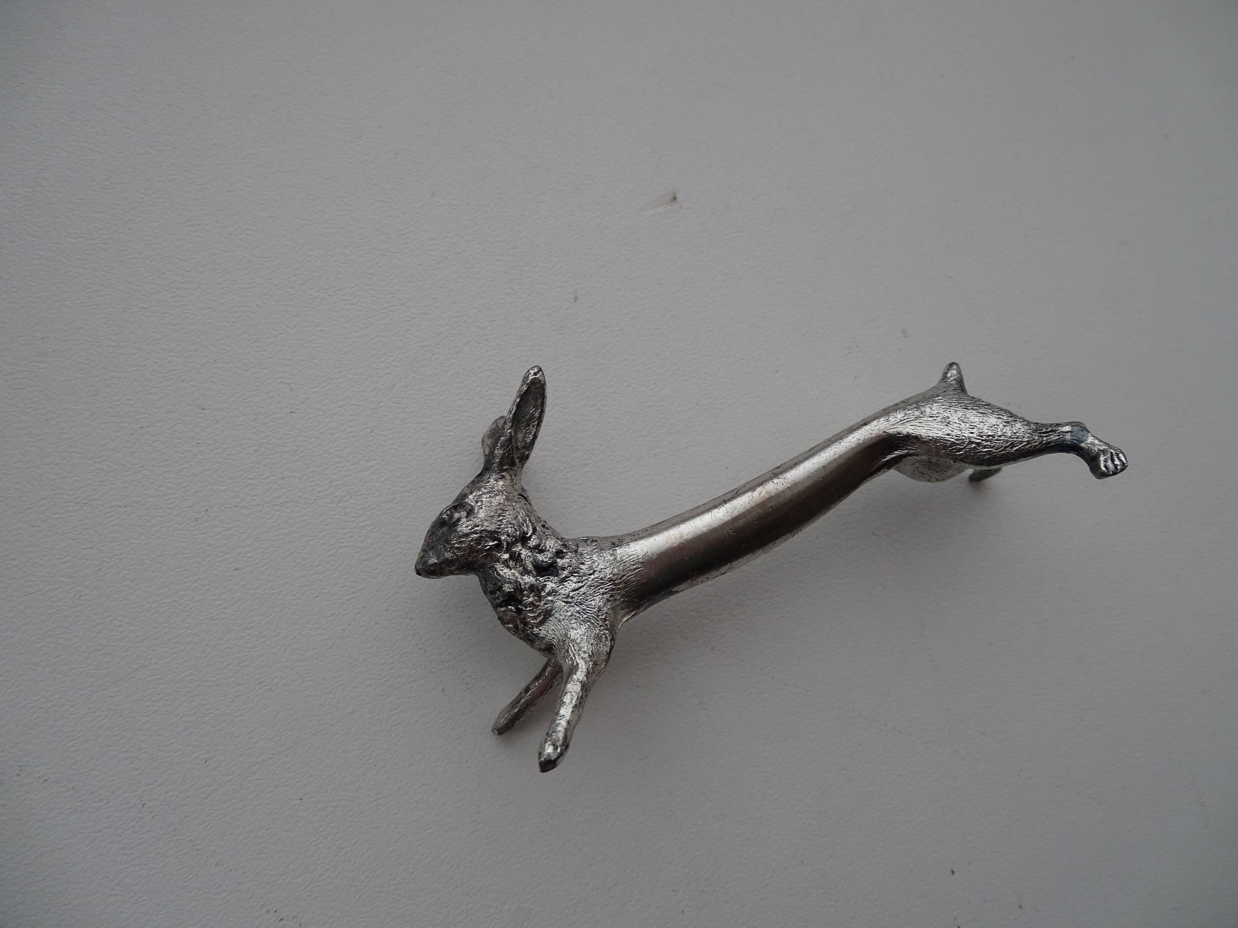 12 animal knife holders Art Deco antique silver metal in case