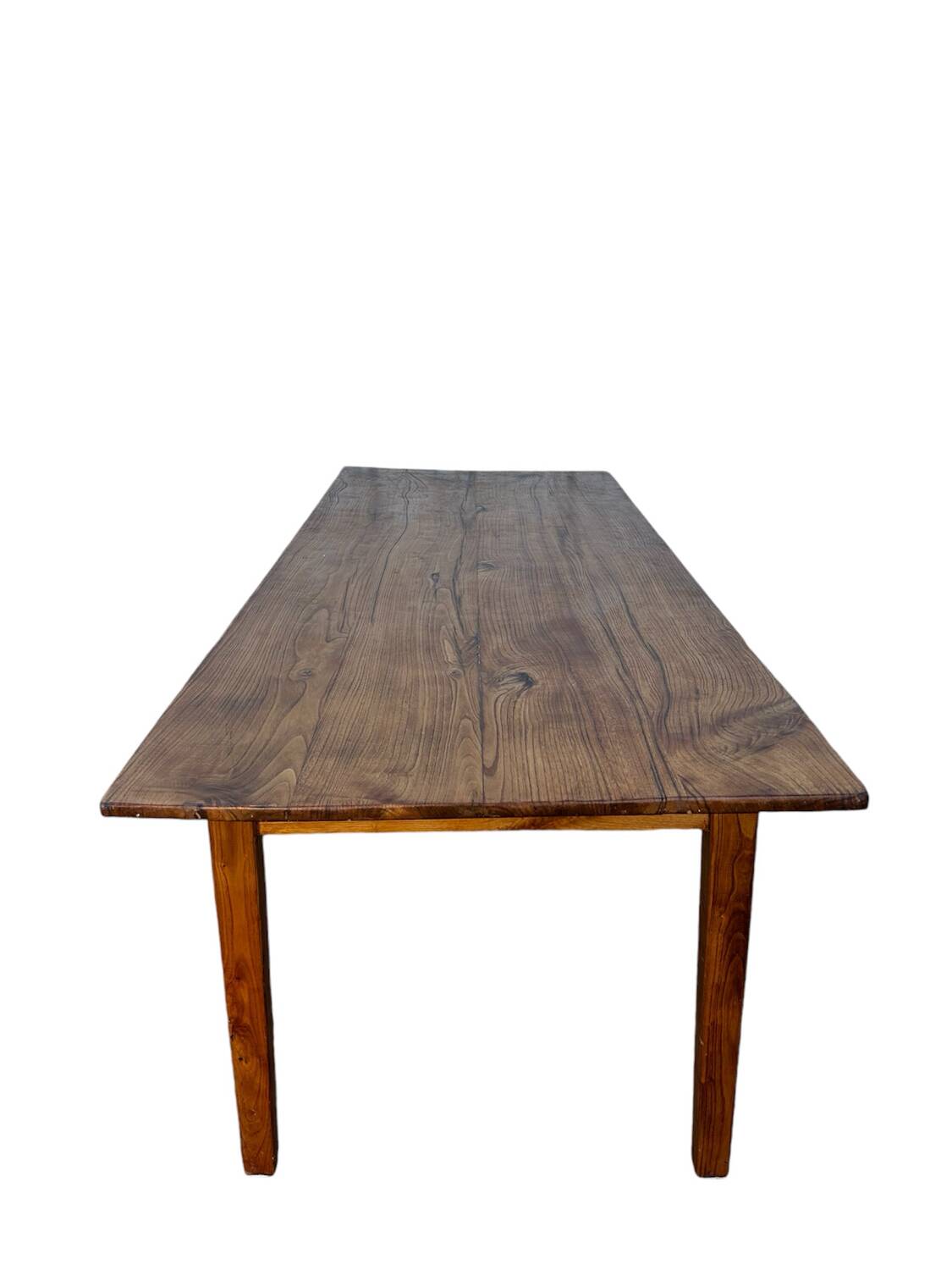 Large 19th century solid elm farmhouse table