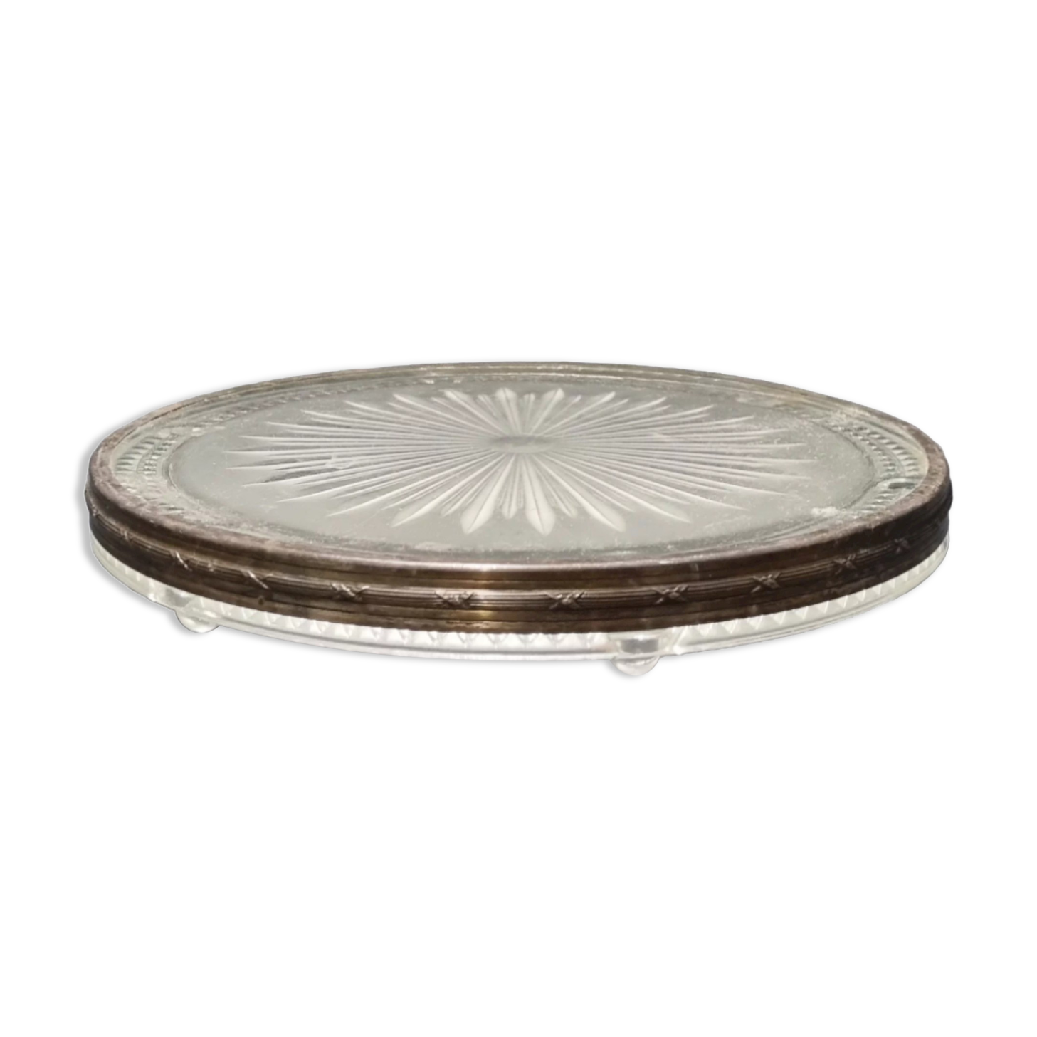 Verlys Art Deco glass and silver coaster