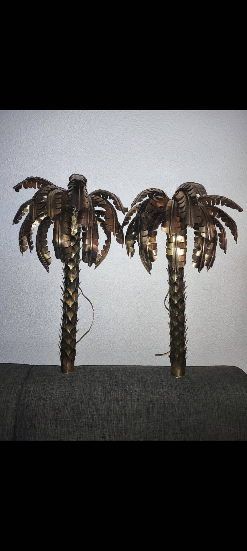 Palm tree brass wall lights