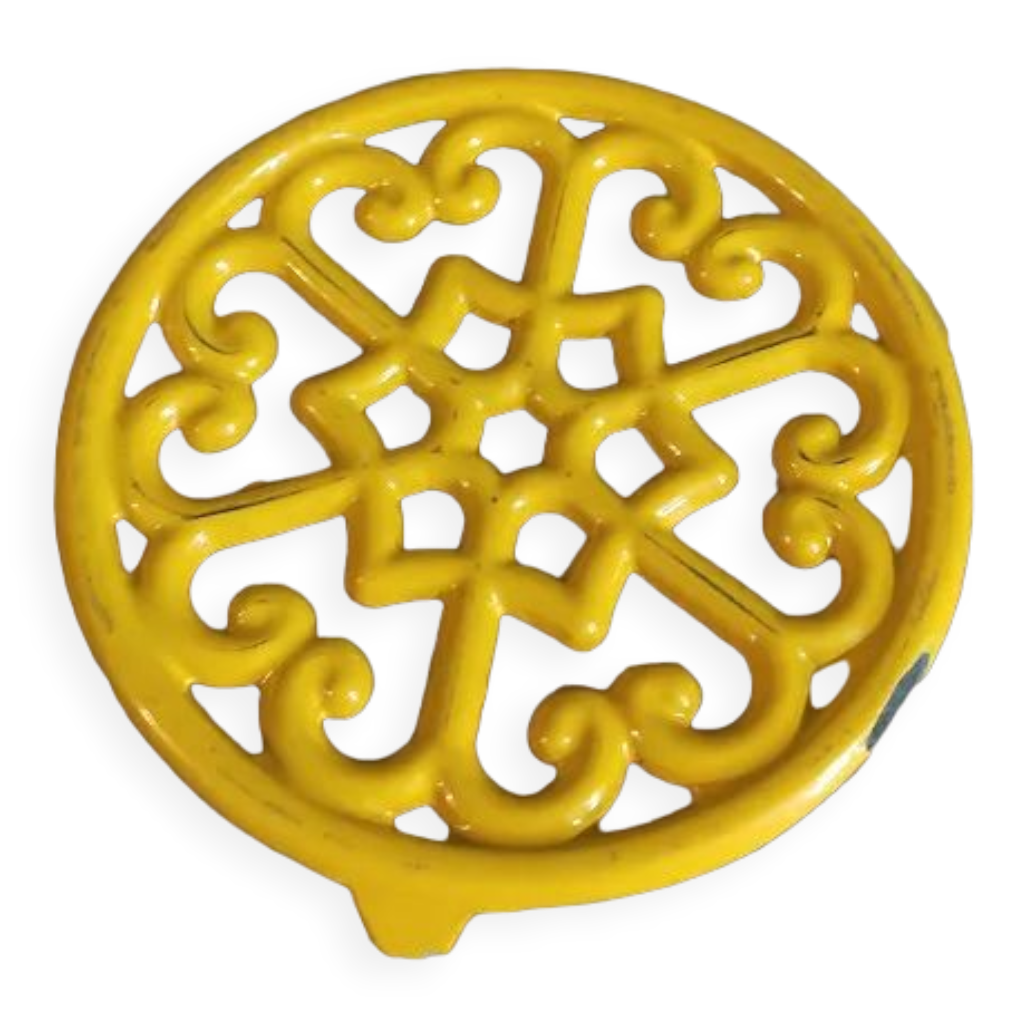 Enamelled metal trifle Yellow Round