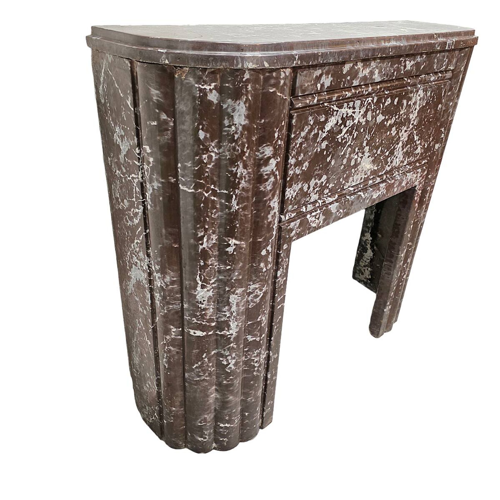 French Art Deco Faux Marble Mantelpiece, from the 1920/30s