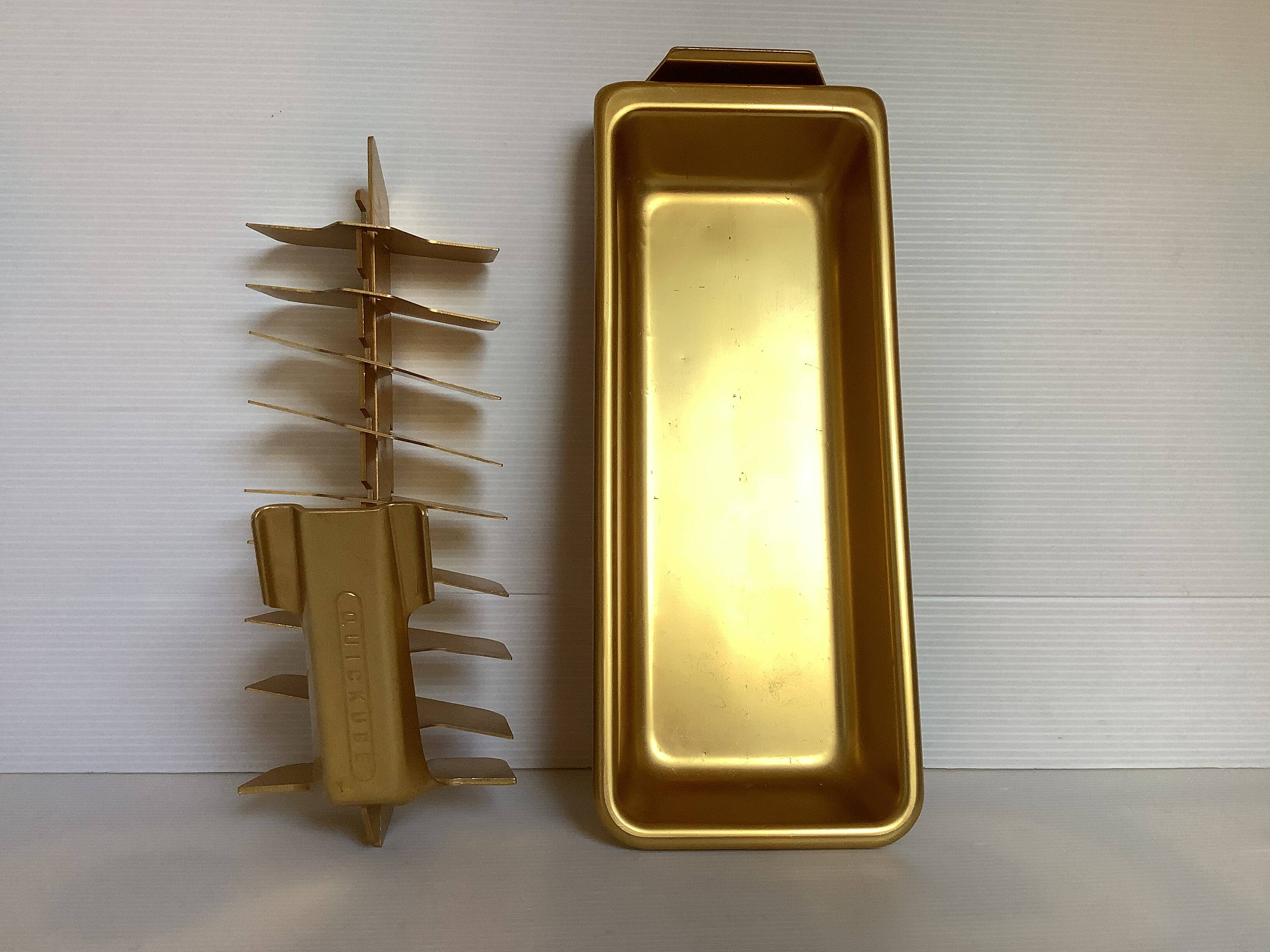 Old gold metal ice cube tray