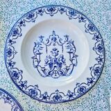 Set of 4 old hollow plates vieillard bordeaux model moustiers