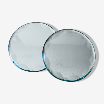 Duo de miroirs ronds biseautés