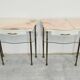 Paire de tables de chevet Hollywood Regency en bronze avec dessus en marbre