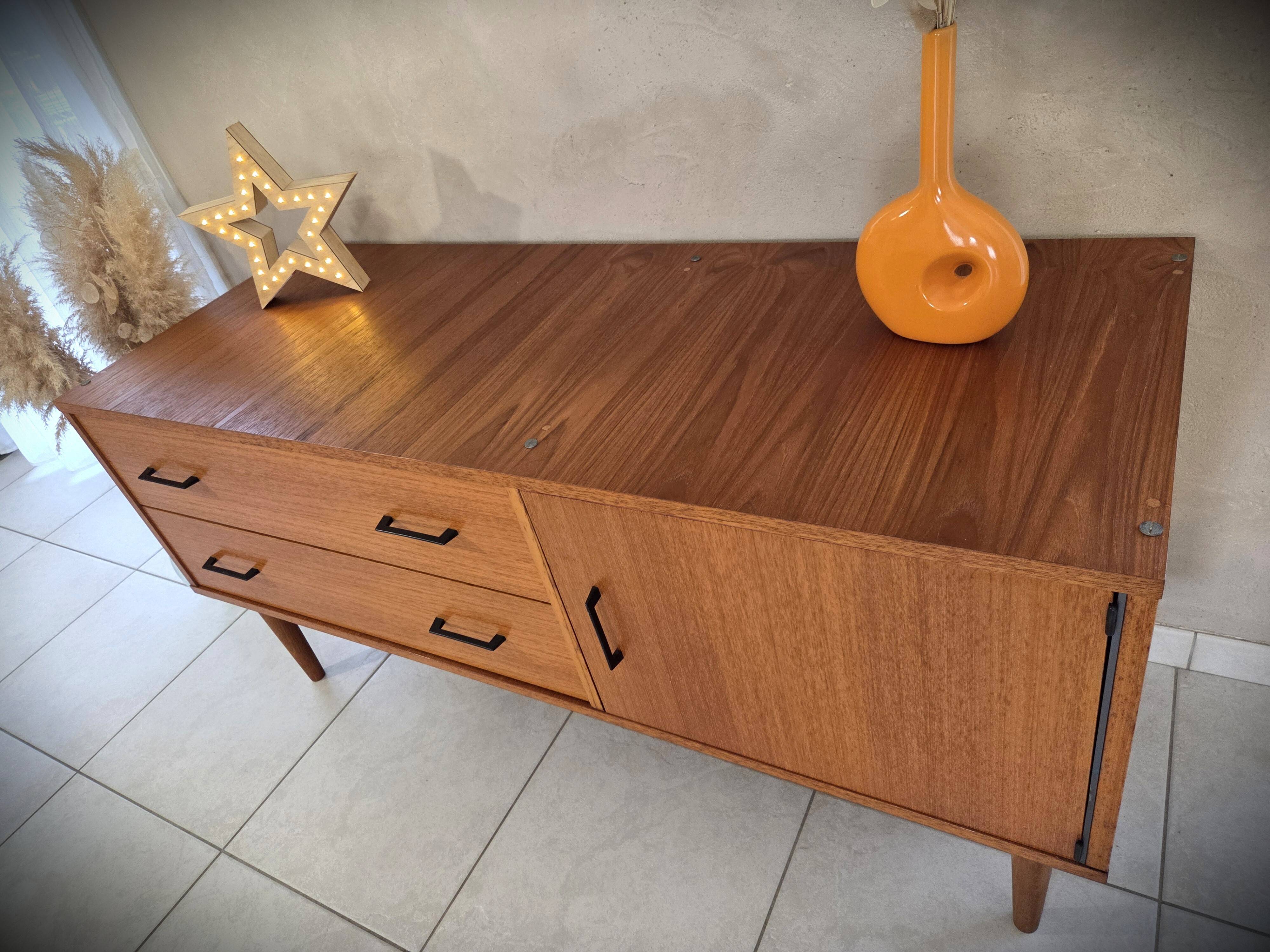 Low Scandinavian design sideboard in teak