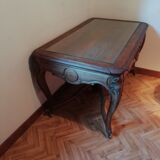 Carved log table