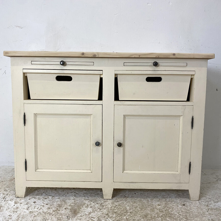 Sideboard beige light top solid wood raw