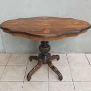 Table violon Napoléon III en ronce de noyer