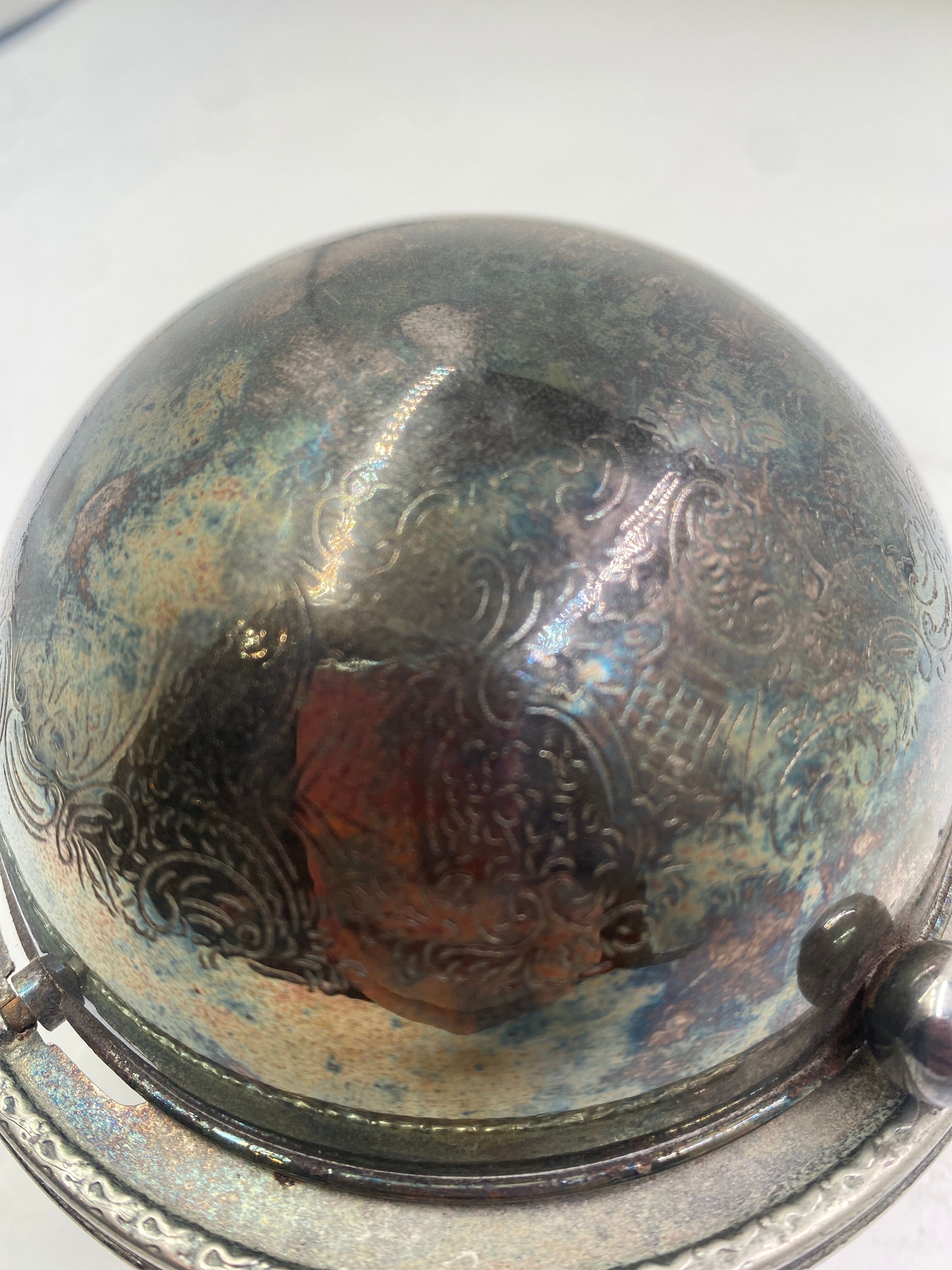 Silver metal butter dish