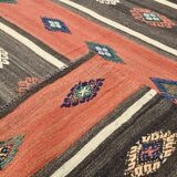 6x9 Terracotta Red & Brown Vintage Kilim Rug, Rugged Carpet, 175x270Cm