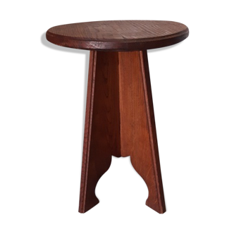 Antique stool in solid oak, folk art