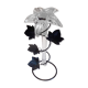 Glass soliflore vase in the shape of a fleur-de-lis on metal base