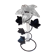 Glass soliflore vase in the shape of a fleur-de-lis on metal base