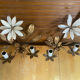 Vintage Lustre + 2 MASCA Wall Lights Hollywood Regency Gold Metal 70s It