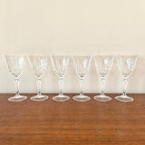6 vintage Cristal d'Arques "Masquerade" wine glasses