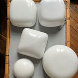 Square opaline ceiling light fixture.