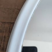 Ancien Miroir Ovale En Fonte - Blanc - Vintage - 48 x 38,5 cm.