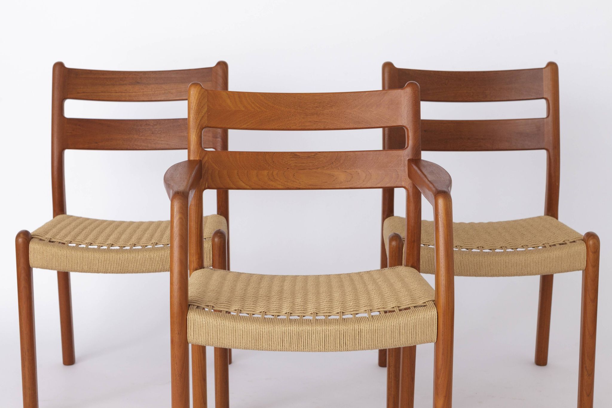 Ensemble de 3 chaises vintage 1960 EMC Mobler en teck danois