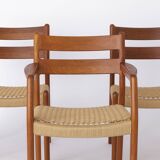 Ensemble de 3 chaises vintage 1960 EMC Mobler en teck danois