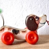 Little Snoopy - old Fisher-Price toy - small wooden dog to drag around - first edition: 1965