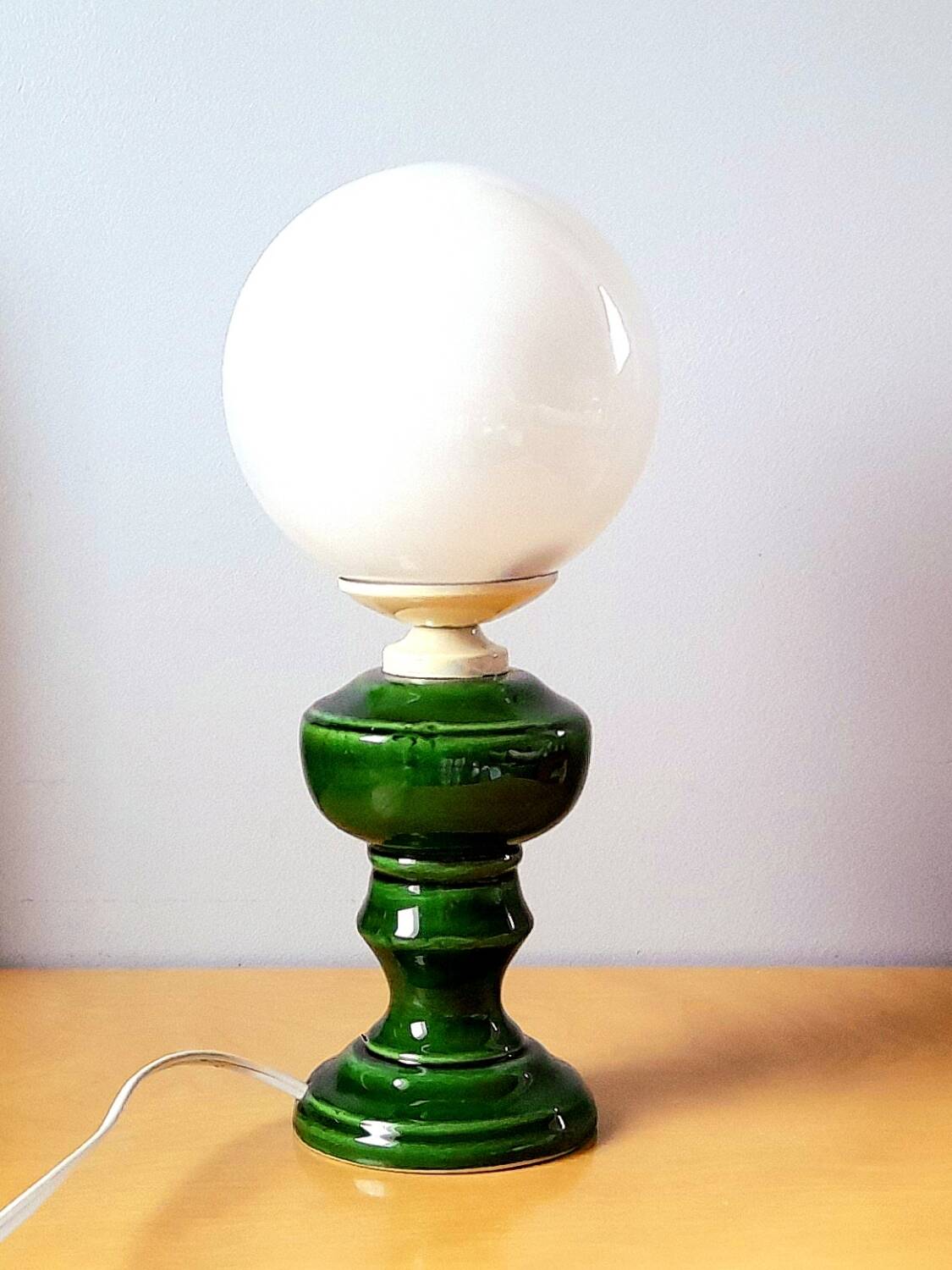 Lampe en céramique et opaline 1970.