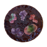 Dish a cakes Sarreguemines vintage 1970, dabbling in enamelled ceramic, fruits