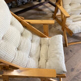 Pair of pine garden armchairs