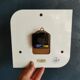Vintage formica clock square silent wall pendulum "Jaz white wood"