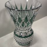 Val Saint-Lambert "Pineapple" vase in double-layered and cut green crystal. Height: