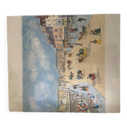 Claude Marin – Beach Scene – Original signed oil painting. Magnificent work.