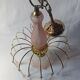 Vintage pink glass drop and flower chandelier pendant light.