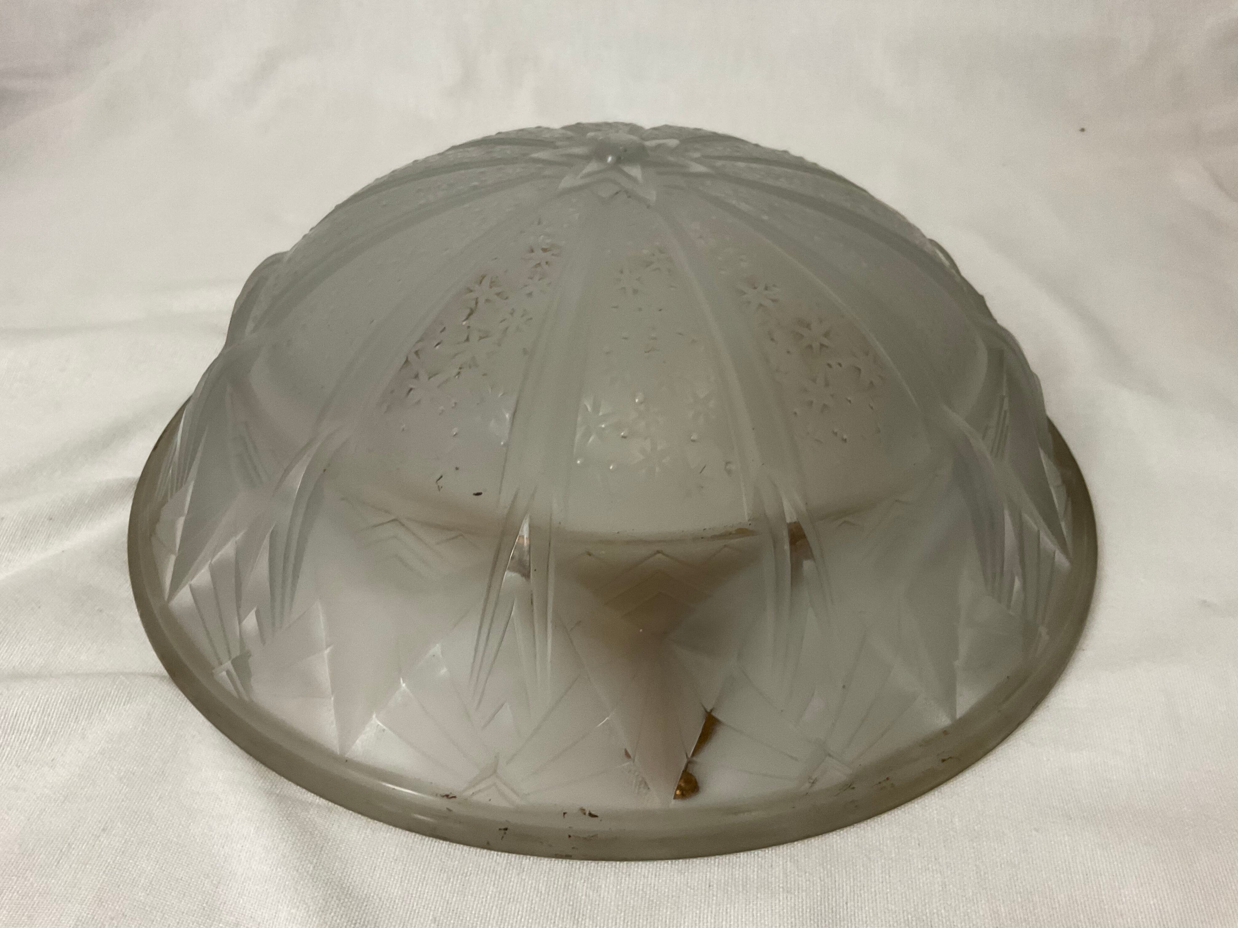 Fruit cup centerpiece in frosted glass and art nouveau art deco bronze signed Muller frères