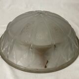 Fruit cup centerpiece in frosted glass and art nouveau art deco bronze signed Muller frères