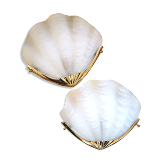 Appliques coquillage verre dépoli