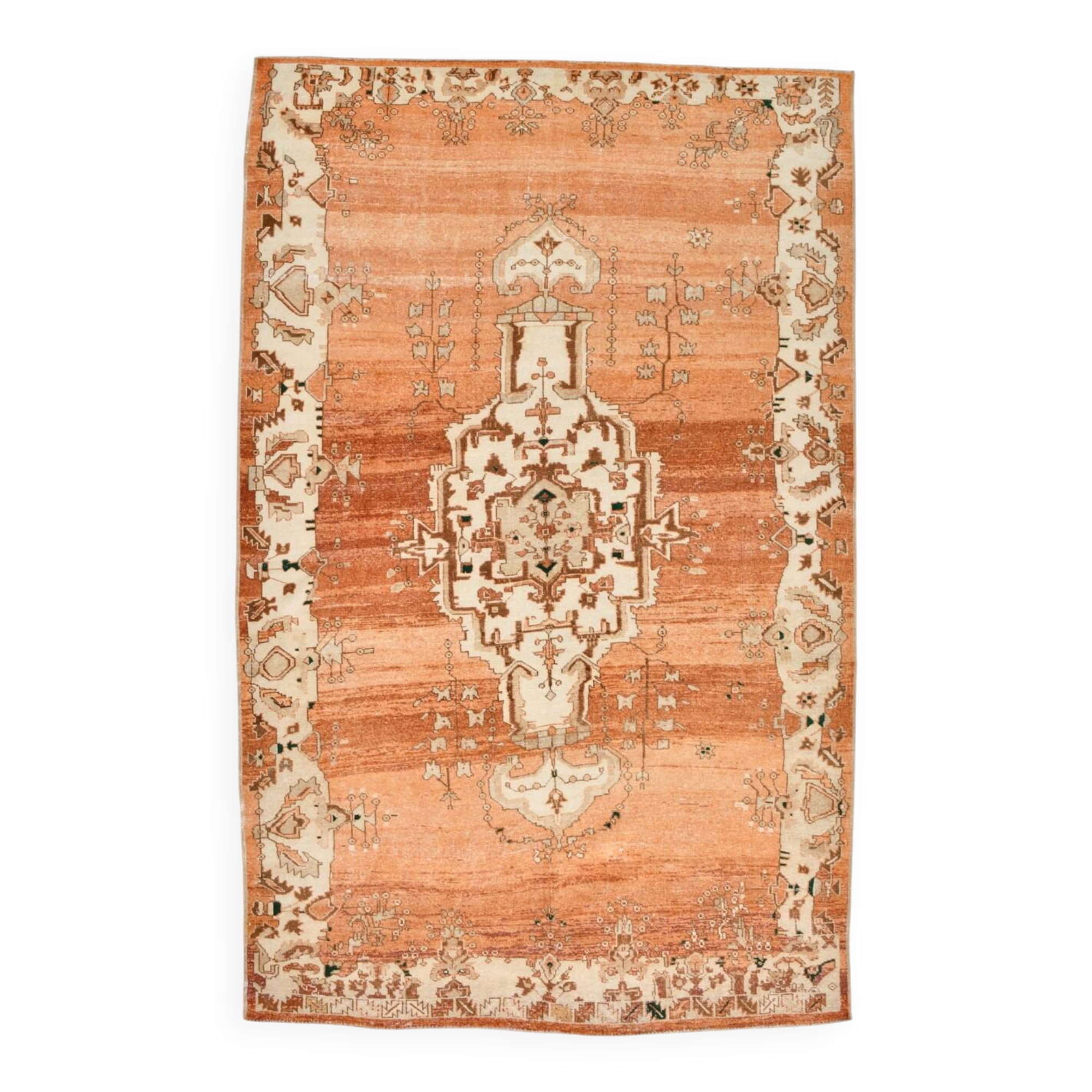 8x12 Terracotta & Brown Vintage Persian Rug, Rugs For Bedroom, 225x353Cm