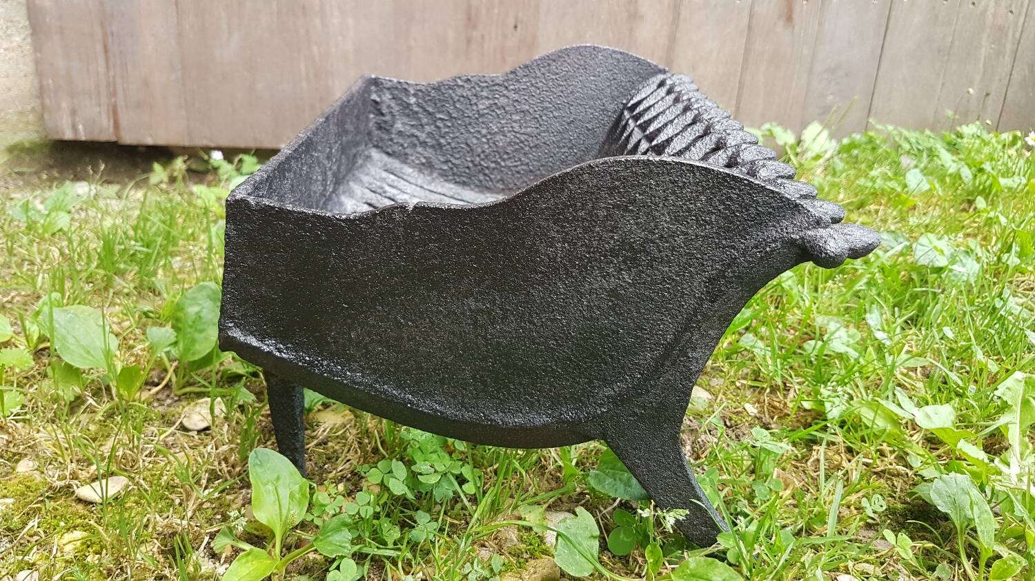 Old vintage black cast iron fireplace