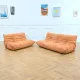 Togo apricot 2-seater and 3-seater sofa set Ligne Roset