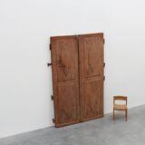 Large 17th century Monastery doors in terracotta lacquered oak, Portugal