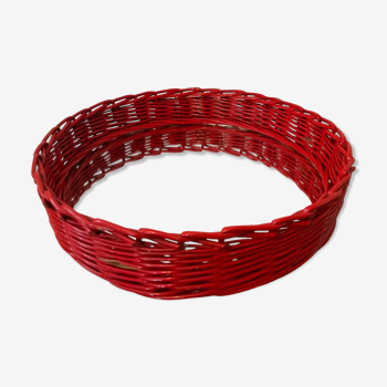 Vintage red woven rattan tray
