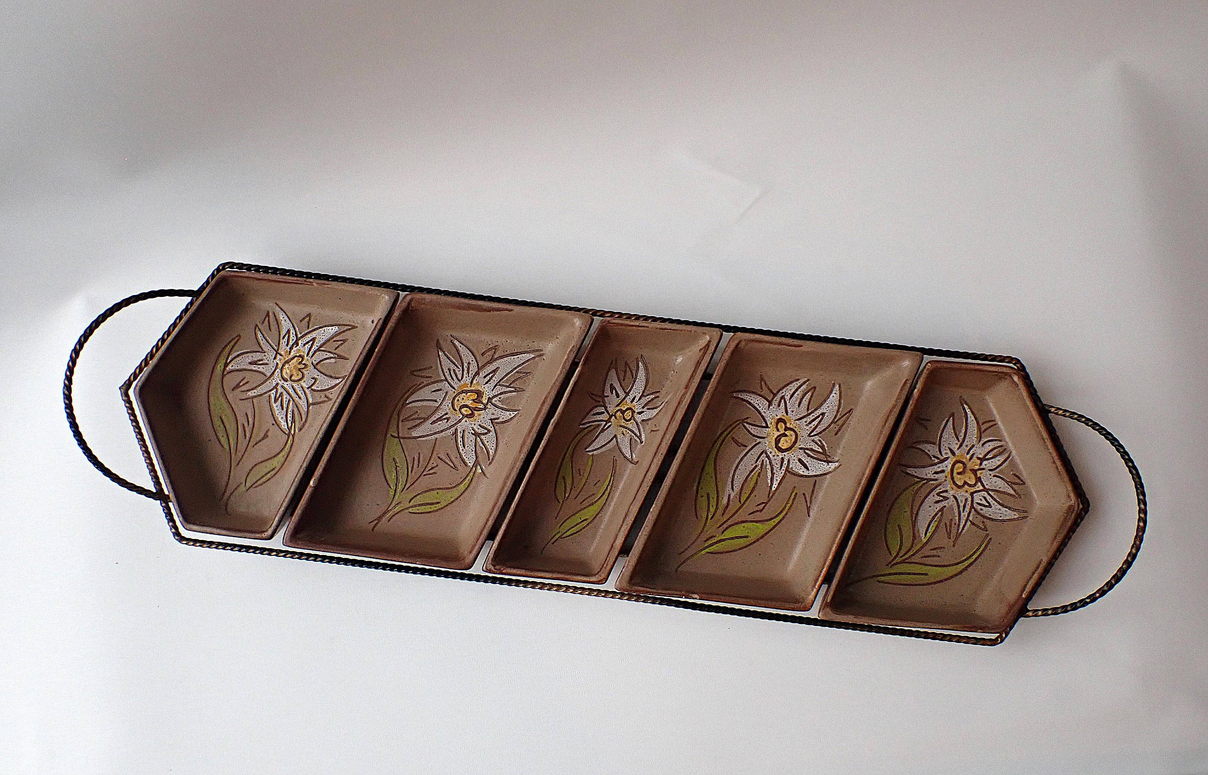 Vallauris ceramic aperitif service - 5 bowls